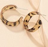 E1896 Brown Leopard Acrylic Hoop Earrings - Iris Fashion Jewelry