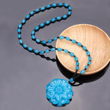 N1979 Fashion Blue Bead Flower Necklace with FREE Earrings - Iris Fashion Jewelry