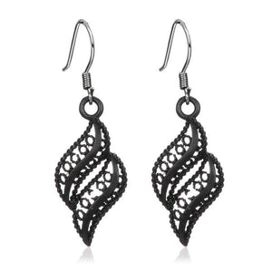 E993 Black Filigree Dangle Earrings - Iris Fashion Jewelry