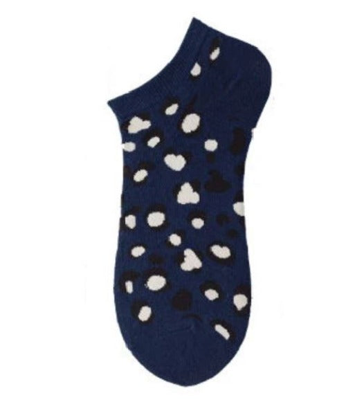SF1245 Navy Blue Leopard Print Low Cut Socks - Iris Fashion Jewelry