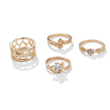 RS67 Gold Color 4 Piece Ring Set - Iris Fashion Jewelry