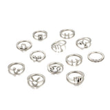 RS46 Silver Color Constellations 12 Piece Ring Set - Iris Fashion Jewelry