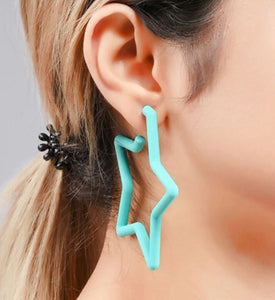 E1843 Mint Green Star Hoop Earrings - Iris Fashion Jewelry