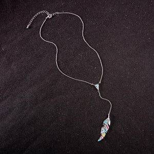 N1366 Silver Leaf Multi Color with Rhinestones Necklace with FREE Earrings - Iris Fashion Jewelry