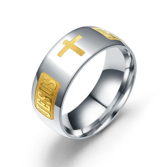 R387 Silver Jesus Cross Ring - Iris Fashion Jewelry