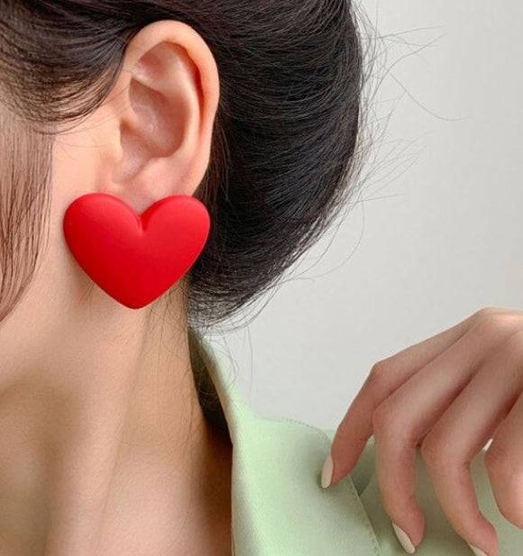 E1829 Red Heart Earrings - Iris Fashion Jewelry