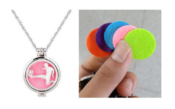N690 Silver Sports All Star Essential Oil Necklace with FREE Earrings PLUS 5 Different Color Pads - Iris Fashion Jewelry