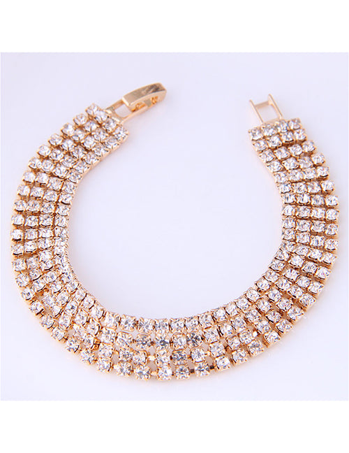 B1194 Gold Crystal Rhinestone Bracelet - Iris Fashion Jewelry