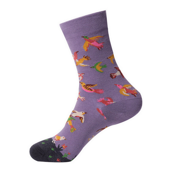 SF235 Lilac Flying Birds Socks - Iris Fashion Jewelry