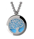 N2086 Silver Tree Essential Oil Necklace with FREE Earrings PLUS 5 Different Color Pads - Iris Fashion Jewelry