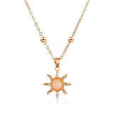 N1492 Gold Opal Gem Sun Necklace FREE Earrings - Iris Fashion Jewelry