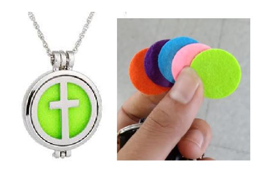 N1090 Silver Cross Essential Oil Necklace with FREE Earrings PLUS 5 Different Color Pads - Iris Fashion Jewelry