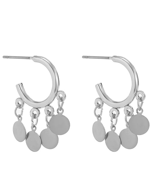 E1936 Silver Small Hoop Circle Dangle Earrings - Iris Fashion Jewelry