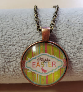 N348 Bronze Happy Easter Necklace with FREE Earrings - Iris Fashion Jewelry