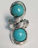 AR59 Silver Vintage Look Turquoise Stone Adjustable Ring - Iris Fashion Jewelry