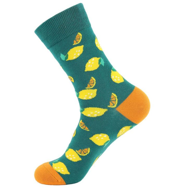 SF245 Teal Green Lemon Socks - Iris Fashion Jewelry