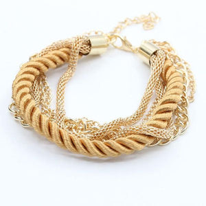 B698 Gold Multi Layer Rope Chain Bracelet - Iris Fashion Jewelry