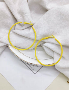 E215 2" Yellow Metal Hoop Earrings - Iris Fashion Jewelry