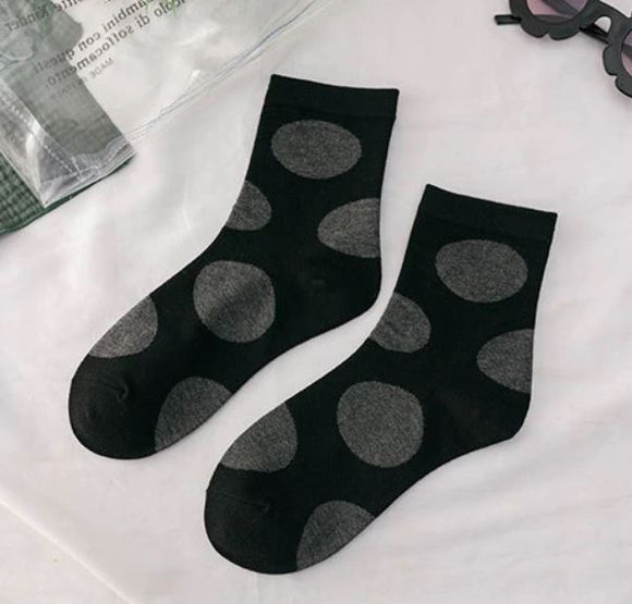 SF1270 Black Gray Polka Dot Thick Socks - Iris Fashion Jewelry