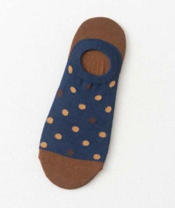 SF1314 Navy Blue Brown Polka Dot Low Cut Socks - Iris Fashion Jewelry