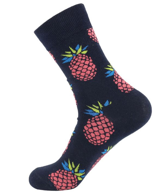 SF249 Black Pink Pineapple Socks - Iris Fashion Jewelry