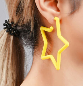 E1842 Yellow Star Hoop Earrings - Iris Fashion Jewelry