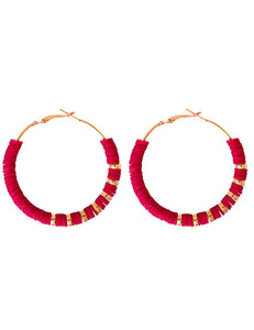 E1887 Gold Rose Pink Soft Bead Hoop Earrings - Iris Fashion Jewelry
