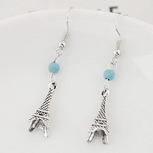 E436 Silver Eiffel Tower Earrings - Iris Fashion Jewelry