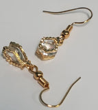 *E469 Gold Gemstone Textured Frame Earrings - Iris Fashion Jewelry