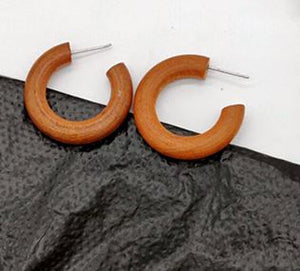 E999 Brown Wooden Hoop Earring - Iris Fashion Jewelry