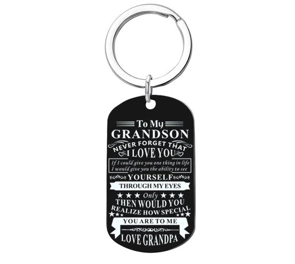 K57 Black To My Grandson Love Grandpa Keychain - Iris Fashion Jewelry
