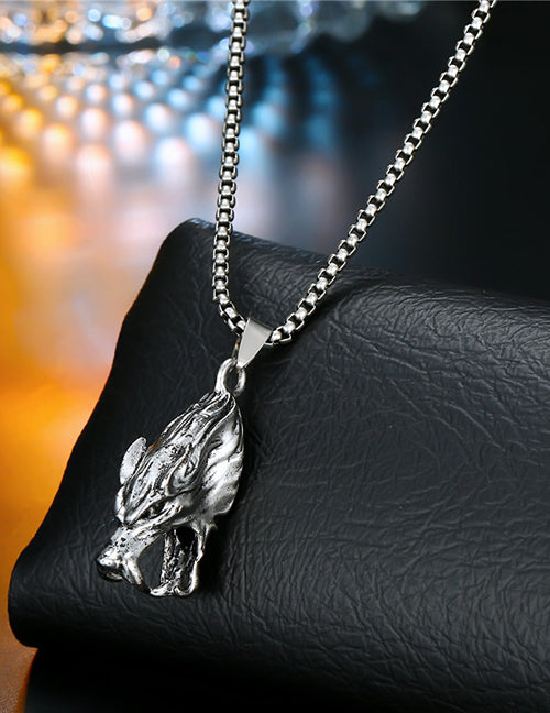 N1606 Silver Wolf Necklace with FREE Earrings - Iris Fashion Jewelry