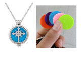 N810 Silver Cross Design Essential Oil Necklace with FREE Earrings PLUS 5 Different Color Pads - Iris Fashion Jewelry