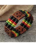 B1188 Red Yellow Green Wooden Bead Bracelet - Iris Fashion Jewelry