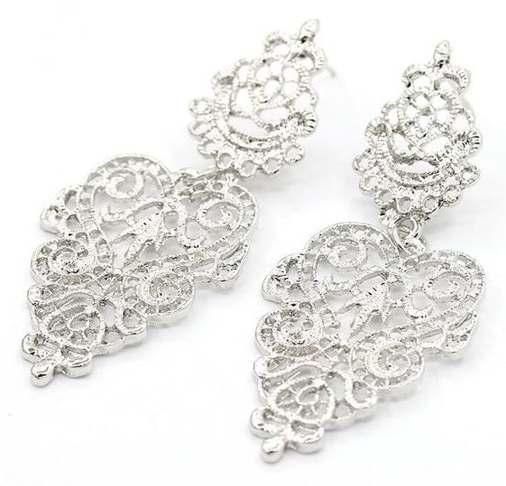 E943 Silver Filigree Earrings - Iris Fashion Jewelry