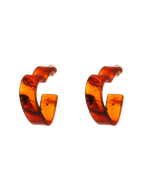 E1815 Brown Acrylic Heart Hoop Earrings - Iris Fashion Jewelry