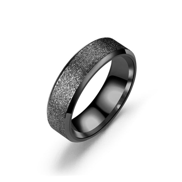 R431 Black Textured Titanium & Stainless Steel Ring - Iris Fashion Jewelry