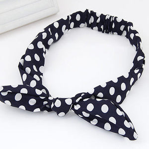 H412 navy blue with White Polka Dots Bowknot Head Band - Iris Fashion Jewelry