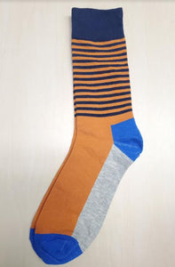 SF24 Orange Navy Blue Stripe Socks - Iris Fashion Jewelry