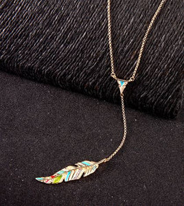 N1365 Gold Leaf Multi Color with Rhinestones Necklace with FREE Earrings - Iris Fashion Jewelry