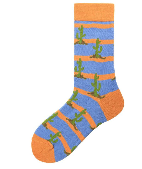SF364 Orange & Blue Cactus Socks - Iris Fashion Jewelry