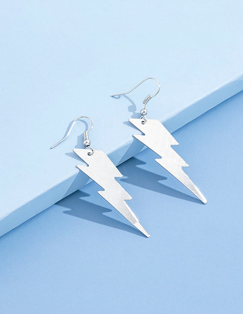 E1863 Silver Lightning Bolt Earrings - Iris Fashion Jewelry