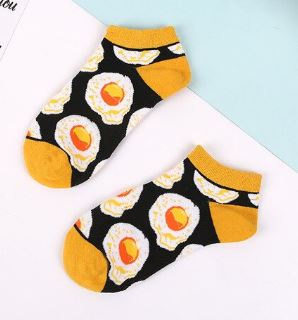 SF258 Black Fried Egg Low Cut Socks - Iris Fashion Jewelry