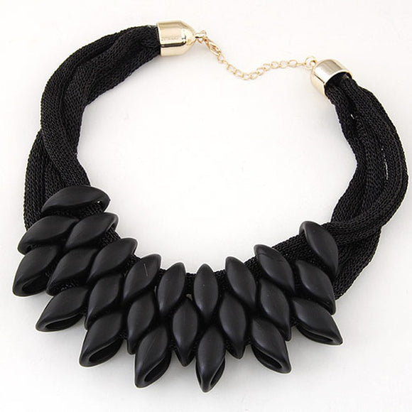 N1972 Black Mesh Layered Statement Necklace with FREE Earrings - Iris Fashion Jewelry