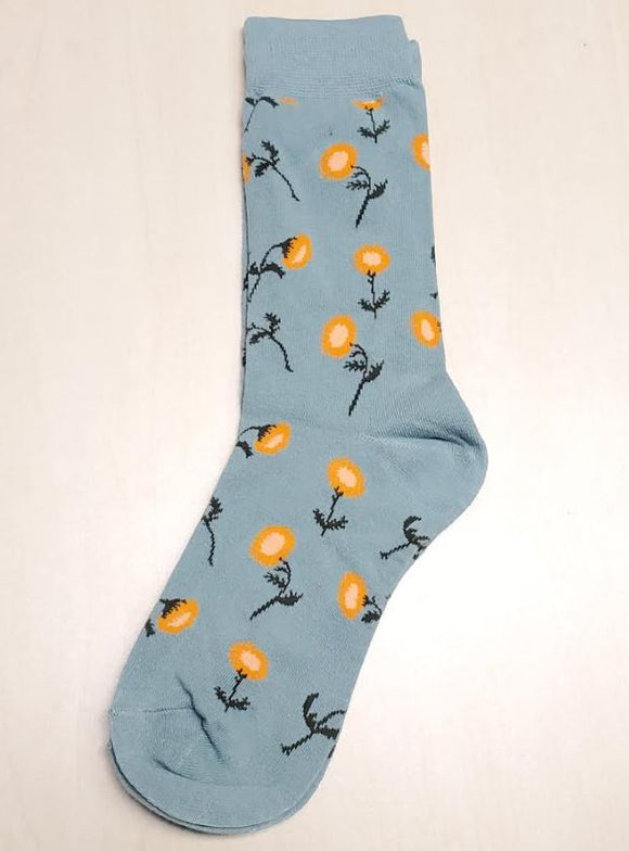 SF312 Gray Orange Flower Socks - Iris Fashion Jewelry