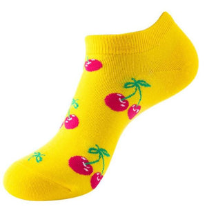 SF1251 Yellow Pink Cherries Low Cut Socks - Iris Fashion Jewelry