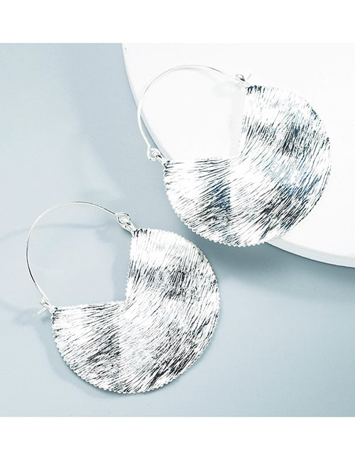 E1840 Silver Textured Geometric Earrings - Iris Fashion Jewelry