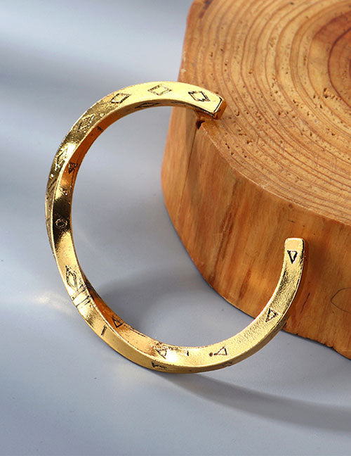 *B90 Gold Etched Bangle Bracelet - Iris Fashion Jewelry