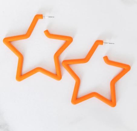 E1929 Orange Star Hoop Earrings - Iris Fashion Jewelry
