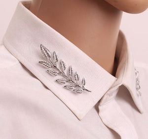 F60 Silver Leaf Fashion Pin (2 Pieces) - Iris Fashion Jewelry